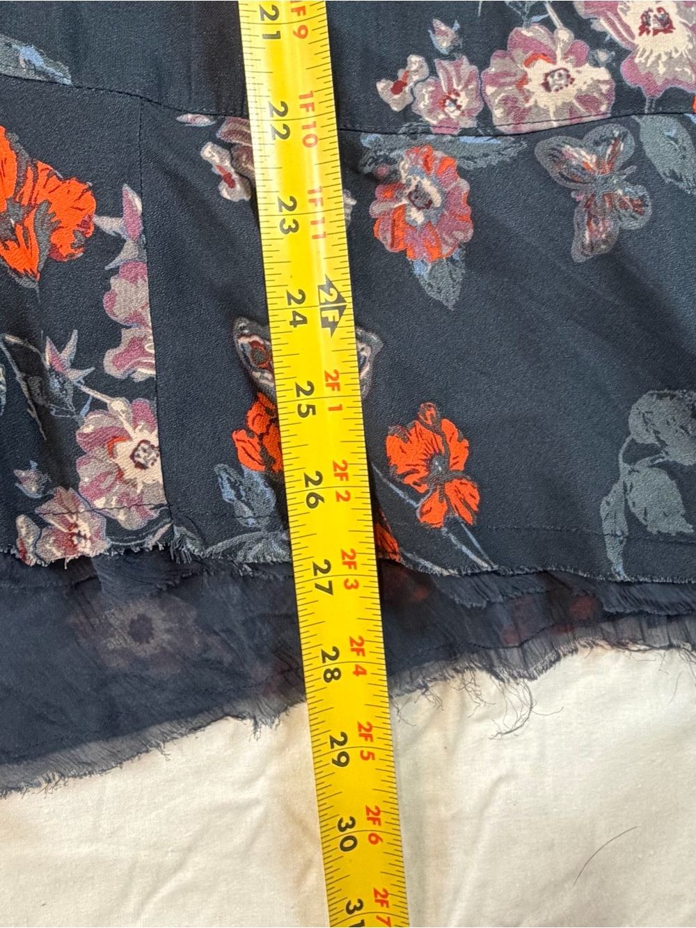 Free People Charcoal Floral Smocked Tunic with Red Accents - Picture 7 of 8